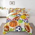 thumbnail image 2 of Erosebridal Basketball Football Bedding Queen Comforter Set, Watercolor Duvet Insert, Ball Sport Comforters & Duvets, Breathable Bedroom Decorative, 3pcs, 2 of 8