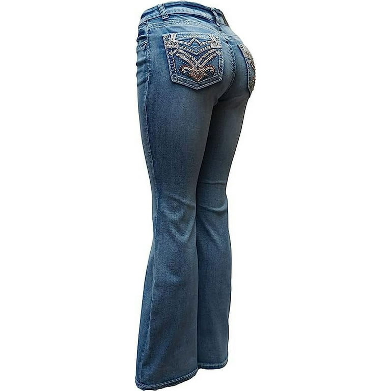 H&Y Women's 70s Sexy Rhinestone Studded High Waist Flare H&Y Women's 70s Sexy Rhinestone Studded High Waist Flare