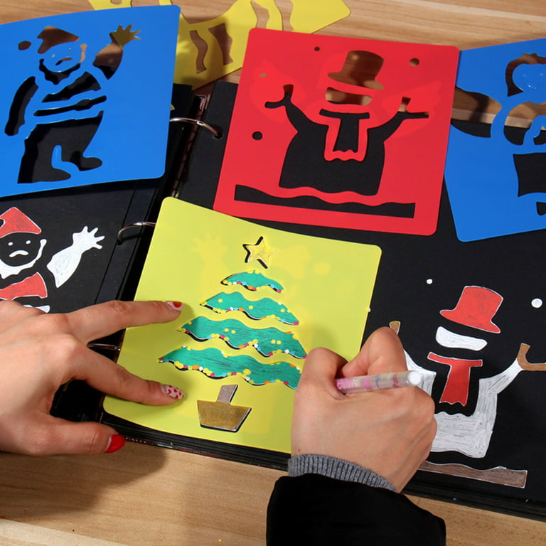 DIY Drawing Scrapbook Stencils Set - 6pcs Santa, Snowflake, and Angel  Templates for Kids 