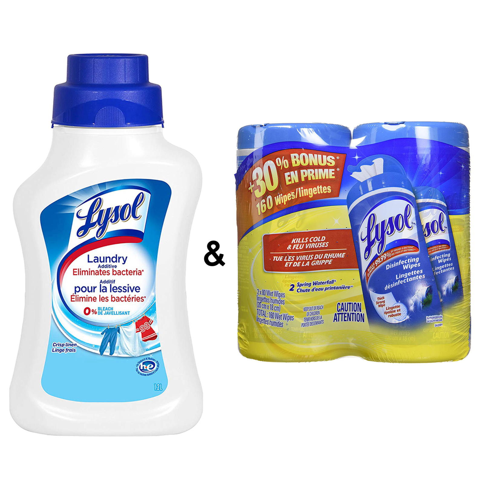 Lysol Laundry Additive, Eliminates Bacteria, 1.2L & Lysol Disinfecting