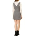 thumbnail image 4 of INSPIRE CHIC Women's Overall Houndstooth Pinafore Sleeveless Suspender Dress M White Brown, 4 of 9