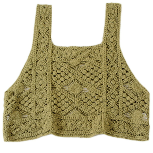 Women Summer Sleeveless Crop for Tank Top Hollow Out Crochet Knitted  Geometric Floral Camisole Square Neck Loose Holiday Travel Sweater Vest  Cover Up - Walmart.com