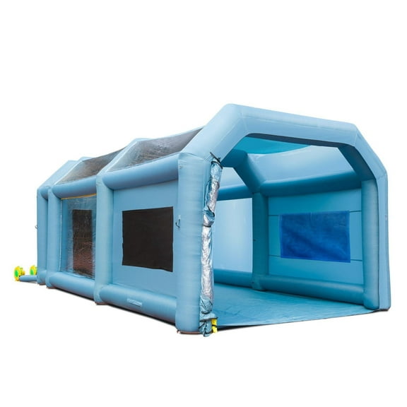 Inflatable Paint Booth 26x15x11ft, Spray Booth Tent with Blowers, Car Paint Tent for Auto Body Work, Motorcycle Painting, Garage Workstation