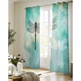 thumbnail image 5 of Dragonfly Sheer Curtains 84 Inch Length 2 Panels Set for Living Room/Bedroom, Modern Abstract Gradient Teal Green Kitchen Curtains Grommet Semi-Sheer Curtains Drapes Voile Window Treatments 52"x84"x2, 5 of 7