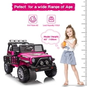 Dazone 12V Kids Ride on Jeep Car, Electric 2 Seats Off-road Jeep Ride on Truck Vehicle with Remote Control, LED Lights, MP3 Music, Pink