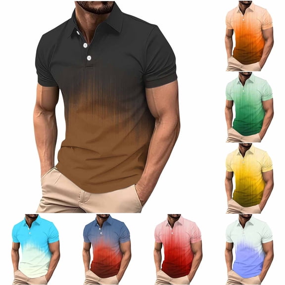 Fengqque Mens Polo Shirts Short Sleeve 1/4 Button Athletic Golf Polo Moisture Wicking Plus Size T-Shirts Yellow-B XL(XL)