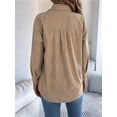 thumbnail image 5 of Womens Corduroy Shacket Blouses Button Down Shirts Pocket Long Sleeves Tops Jacket Coats Khaki XL, 5 of 6