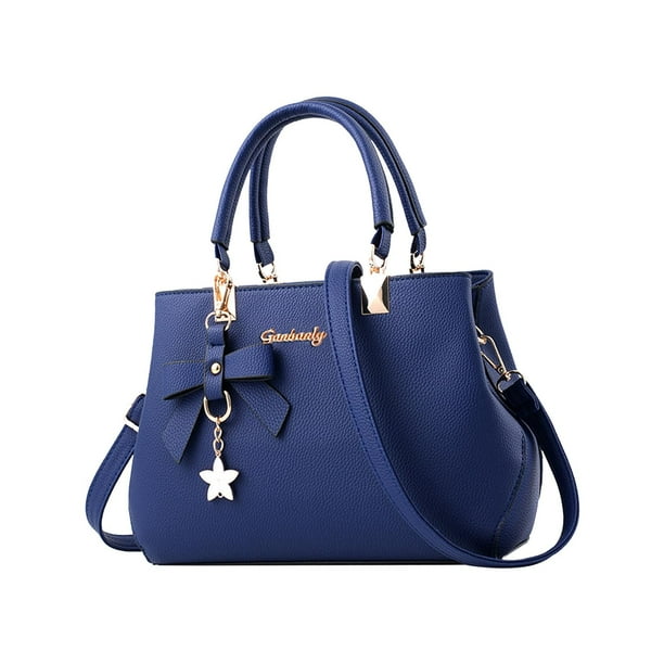 Bolso de mano para mujer, tipo bandolera, con asa superior, de gran capacidad Azul