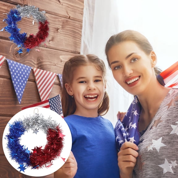 FOMIYES Patriotic Multi Color Wreath for Front Door Independence Day Decorations