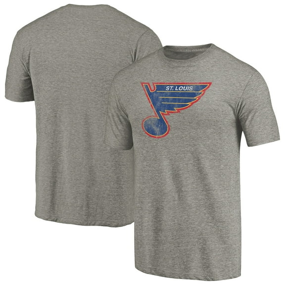 Men's Ash St. Louis Blues Throwback Logo 1987-1989 Tri-Blend T-Shirt