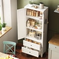 thumbnail image 4 of S-HOME Heavy-Duty 72 Inch White Pantry Cabinet with 2 Drawers, Freestanding Kitchen Organizer with Adjustable Shelves and Spice Storage, 4 of 15