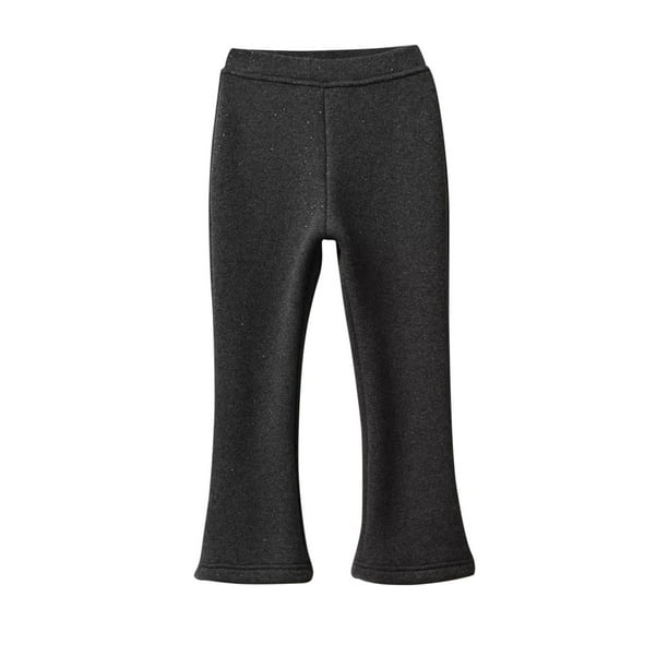 Pantalones largos para niños, de color sólido, con cintura elástica y engrosamiento, de poliéster, ideales como leggings deportivos informales para niñas.