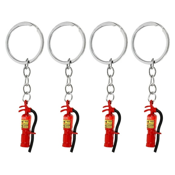 Masteelf Red Firefighter Extinguisher Keychain Pendant Made of Zinc Alloy for Hanging Keys Strong and 4pcs