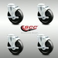 thumbnail image 2 of 5 Inch SS Hard Rubber Wheel Swivel Bolt Hole Caster Set with Brake SCC, 2 of 2