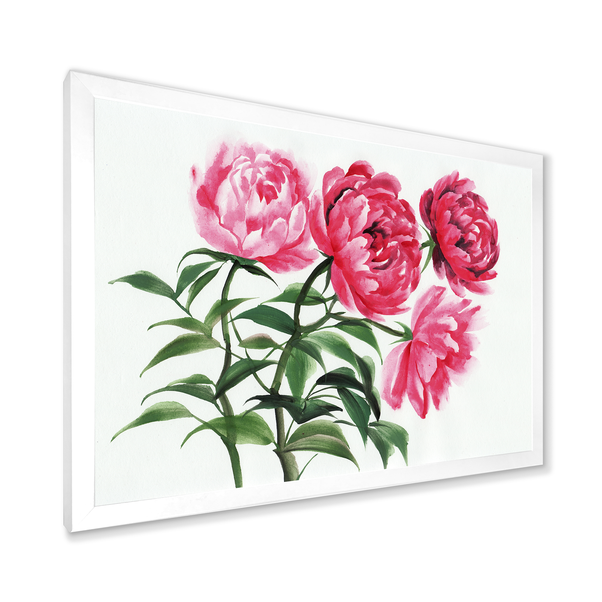 Designart 'Abstract Four Vintage Pink Peonies' Traditional Framed Art Print
