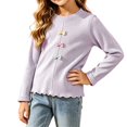 thumbnail image 3 of FAIWAD Girls Ribbed Knit Shirts Cute Long Sleeve Crew Neck Bow Tops Fall Casual Daily Clothes, 3 of 7