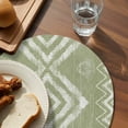 thumbnail image 3 of Sage Green Geometric Round 13 Inch Placemats Set of 4, Watercolor Tie-dye Tribal Painting Art HeatResistant Non Slip Place Mats for Dining Table, Wipeable Braided Kitchen Table Mats for Housewarming, 3 of 9