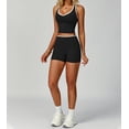 thumbnail image 5 of PISONIC Women Two Piece Workout Sets Color Block Backless Tank Top and High Waist Booty Lifting Shorts Gym Yoga Active Outfits, 5 of 6