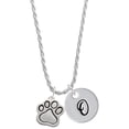 thumbnail image 1 of Delight Jewelry Silvertone Large Paw Silvertone Script Initial Disc - O - Charm Necklace, 20"+3", 1 of 4