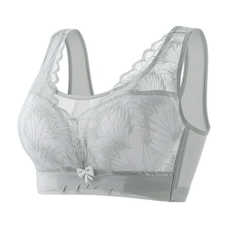 OJSFQUFP Women s Full Coverage Unlined Underwire Plus Size Lingerie Solid Retro Bra Tank Type Gathering Bra Comfortable Bras for Women Wirefree Light Gray 38