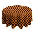 thumbnail image 4 of Orange and Black Checkered Pattern Round Tablecloth 60"x60",Wrinkle Wipeable Table Cloth for Kitchen Dining Room Picnic Patio Party, 4 of 6