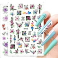 2024 Newest Gel Nail Strips Flower Stickers Decals Colorful 3D Self