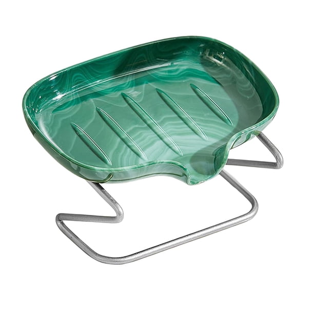 Jabonera con drenaje, soporte para jabón con forma de hoja para baño, hotel y viajes. verde oscuro