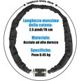 thumbnail image 2 of Candado antirrobo para cadena de bicicleta YONGSHENG 80 cm con 3 llaves, 2 of 5