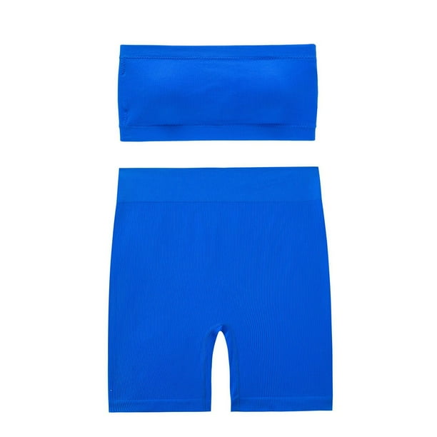Conjunto de dos piezas de moda para mujer, cuello redondo, sin mangas, pantalones cortos y blusa lisa.