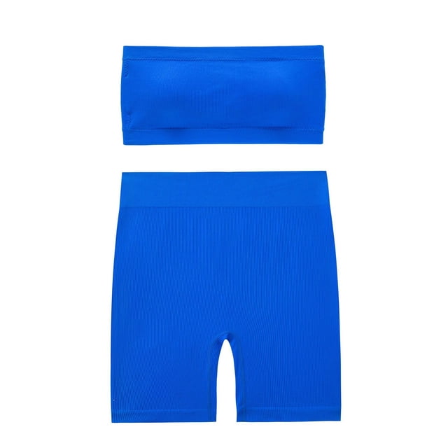 Conjunto de dos piezas de moda para mujer, cuello redondo, sin mangas, pantalones cortos y blusa lisa.