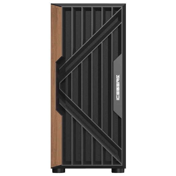 Iceberg Wood Vector EATX Full Tower Gaming PC Case Full-View Panoramic Tempered Glass Includes Seven (7) aRGB Fans (Black)