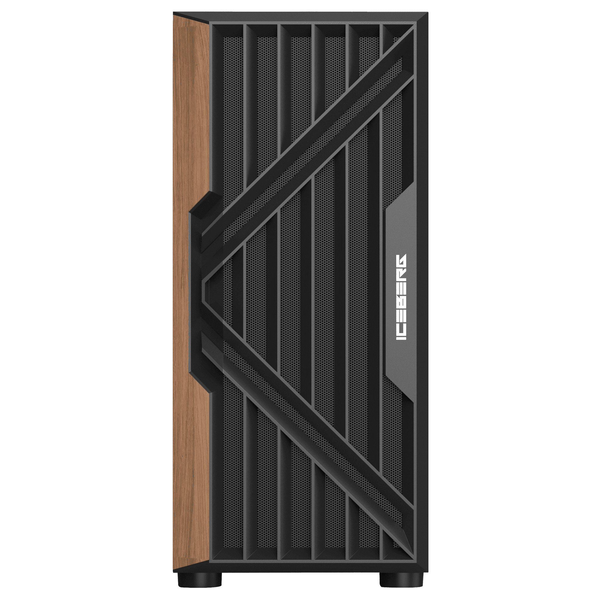 Iceberg Wood Vector EATX Full Tower Gaming PC Case Full-View Panoramic Tempered Glass Includes Seven (7) aRGB Fans (Black)