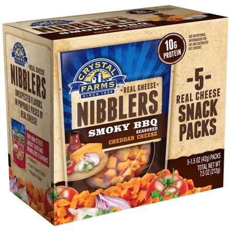 Crystal Farms Nibblers Smoky BBQ Cheddar Cheese, 1.5 oz, 5 count Walmart.com Crystal Farms Nibblers Smoky BBQ Cheddar Cheese, 1.5 oz, 5 count Walmart.com