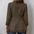 thumbnail image 4 of uublik Womens Lightweight Jackets Brown Outdoor Open Front Casual Ruffled Lapel Collar Fall Winter Coat, 4 of 7