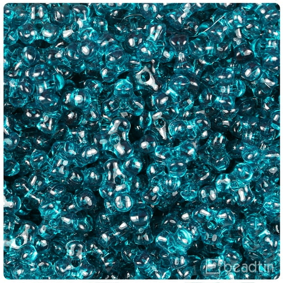 BeadTin Dark Teal Transparent 11mm TriBead Craft Beads (500pcs)