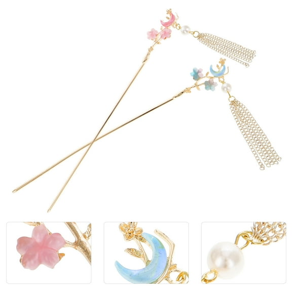 WRITWAA Set of 2 Elegant Japanese Style Zinc Alloy Hair Pins for Women, Stylish Hair Accessories