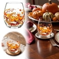 thumbnail image 2 of Leeye Thanksgiving Stemless Wine Glass - Fall Squirrel & Pumpkin Design, 2D Printed, for Home & Holiday (Style B), 2 of 6