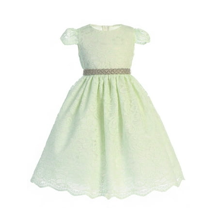 Crayon Kids Girls Mint Rhinestone Lace Easter Junior Bridesmaid Dress