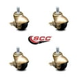 thumbnail image 2 of 2 Inch Antique Brass Hooded Grip Ring Ball Casters with Brakes Set of 4 SCC, 2 of 2
