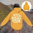 thumbnail image 2 of Hpapadks Womens Hoodies Funny Social Dog Mom Print Long Sleeve Loose Hooded Top for Dog Lovers Sweatshirt for Women Yellow XL, 2 of 6