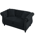 thumbnail image 5 of Miekor Furniture 58.8" Chesterfield Sofa Black Velvet w/2 pillows for Living Room, 2 Seater Sofa Tufted Couch with Rolled Arms and Nailhead for Living Room, Bedroom, Office, Apartment MK5572, 5 of 12