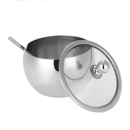 High-end Durable Stainless Steel Sugar Bowl with Lid and Sugar Spoon Versatile Seasoning