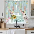 thumbnail image 6 of Turquoise Easter Swag Valances for Windows, Kitchen Window Curtains Over Sink, Spring Easter Bunny Eggs Floral Wooden Window Treatment Curtains for Living Room/Bedroom Curtains 2 Panel Sets 36"x45", 6 of 8