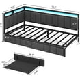 thumbnail image 5 of Aunfebrco Corner Bed Frame with Storage Drawers, Twin Daybed with LED Light and Charging Station, Bed Unit with Line Fabric Upholstered Fence, Modern Twin Size Bed Frame, Gray, 5 of 9