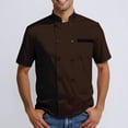 thumbnail image 4 of Double-Breasted Chef Coat Unisex Short Sleeve Cook Jacket Professional Kitchen Restaurant Uniform 2026 Brown 2XL, 4 of 5