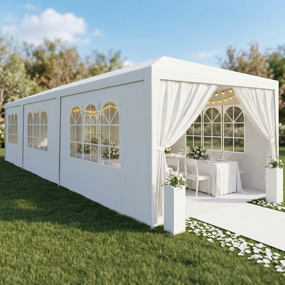 COBIZI Party Tent 10x30 Canopy Tents for Parties with 8 Removable Sidewalls, Waterproof Outdoor Tent for Weddings and Events