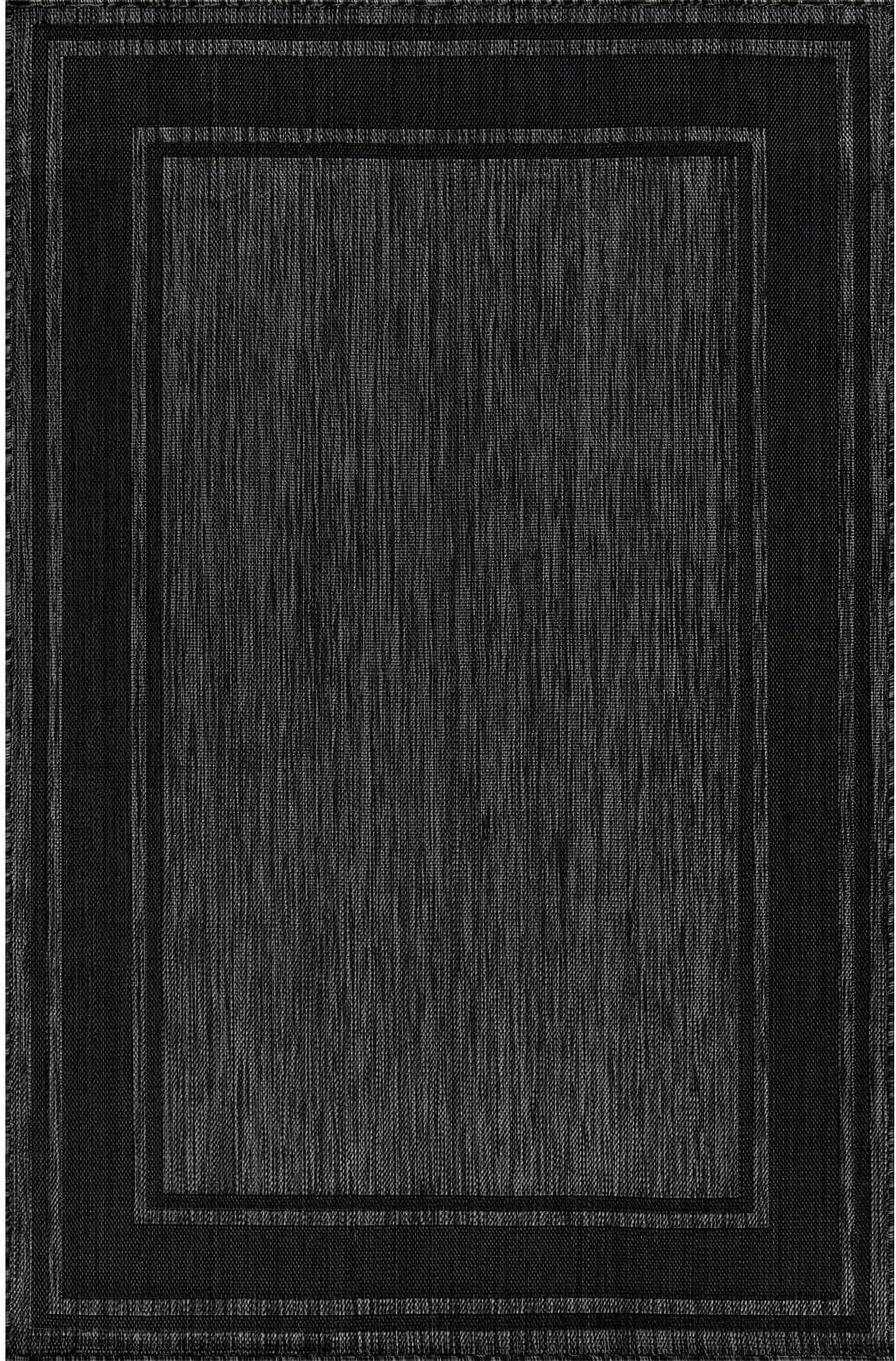 Beverly Rug Floral Bordered Washable Outdoor Indoor Area Rugs 10x14 Black
