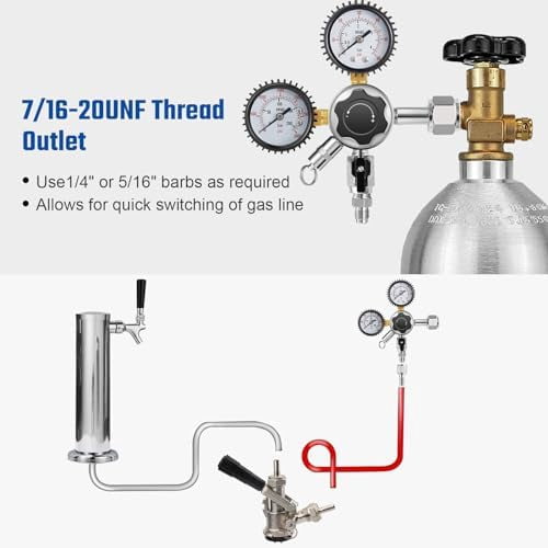 CO2 Regulator for Kegerator CO2 Regulator Beer Keg Regulator CO2 Kegerator Regulator CGA-320 Co2 Tank Regulator Dual Stage CO2 Regulator Kegerator Parts Draft Beer Regulator Gauges