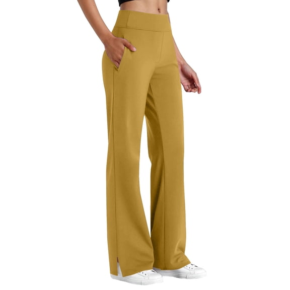 Admvng Womens Flare Yoga Pants Summer Solid Comfy Gym Everyday Pants