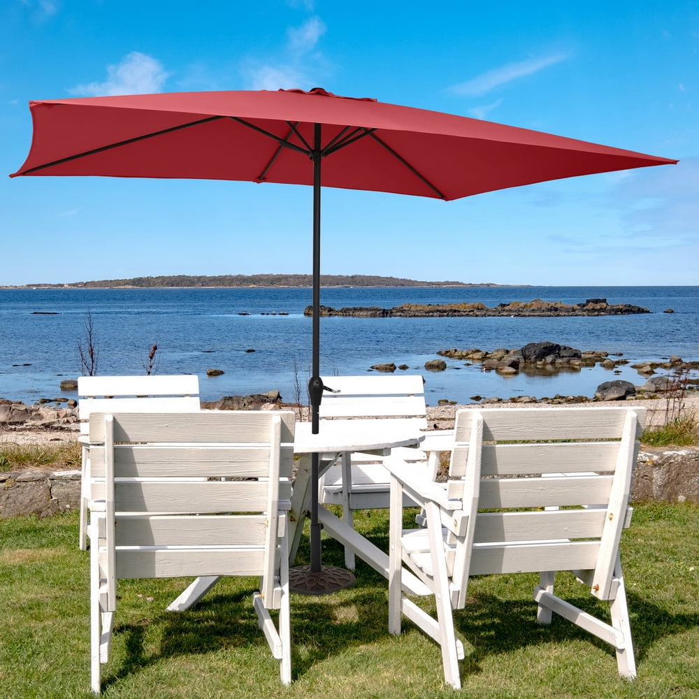 Kepooman 10FT Light Folding Sun Shade Umbrella Without Base, Lightweight Adjustable Instant Sun Protection - Wine Red Kepooman 10FT Light Folding Sun Shade Umbrella Without Base, Lightweight Adjustable Instant Sun Protection - Wine Red